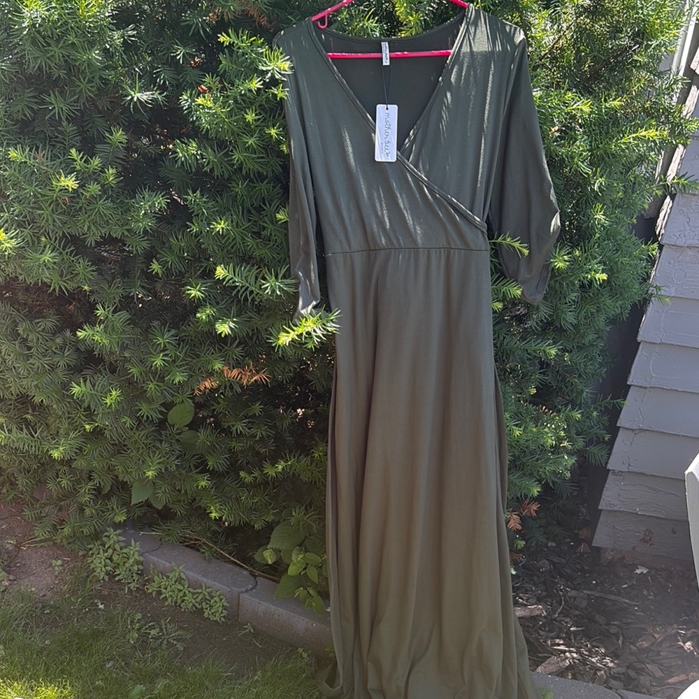 Elegant Olive Green Maxi Dress